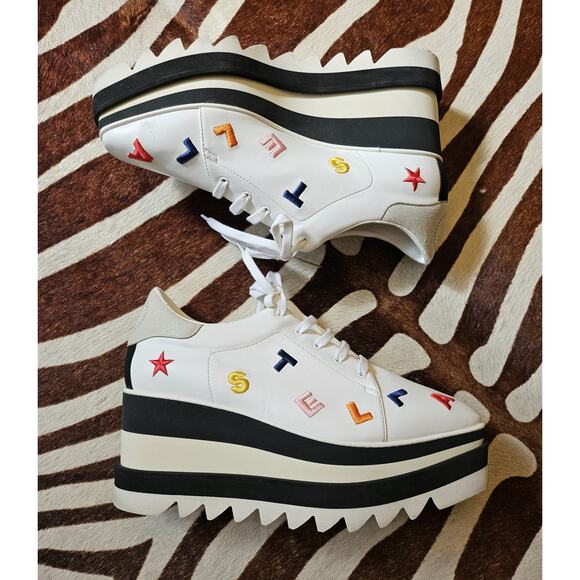 Stella McCartney Sneak-Elyse Monogram Platform Sneakers Sz 37.5 US 7.5 - Picture 2 of 11